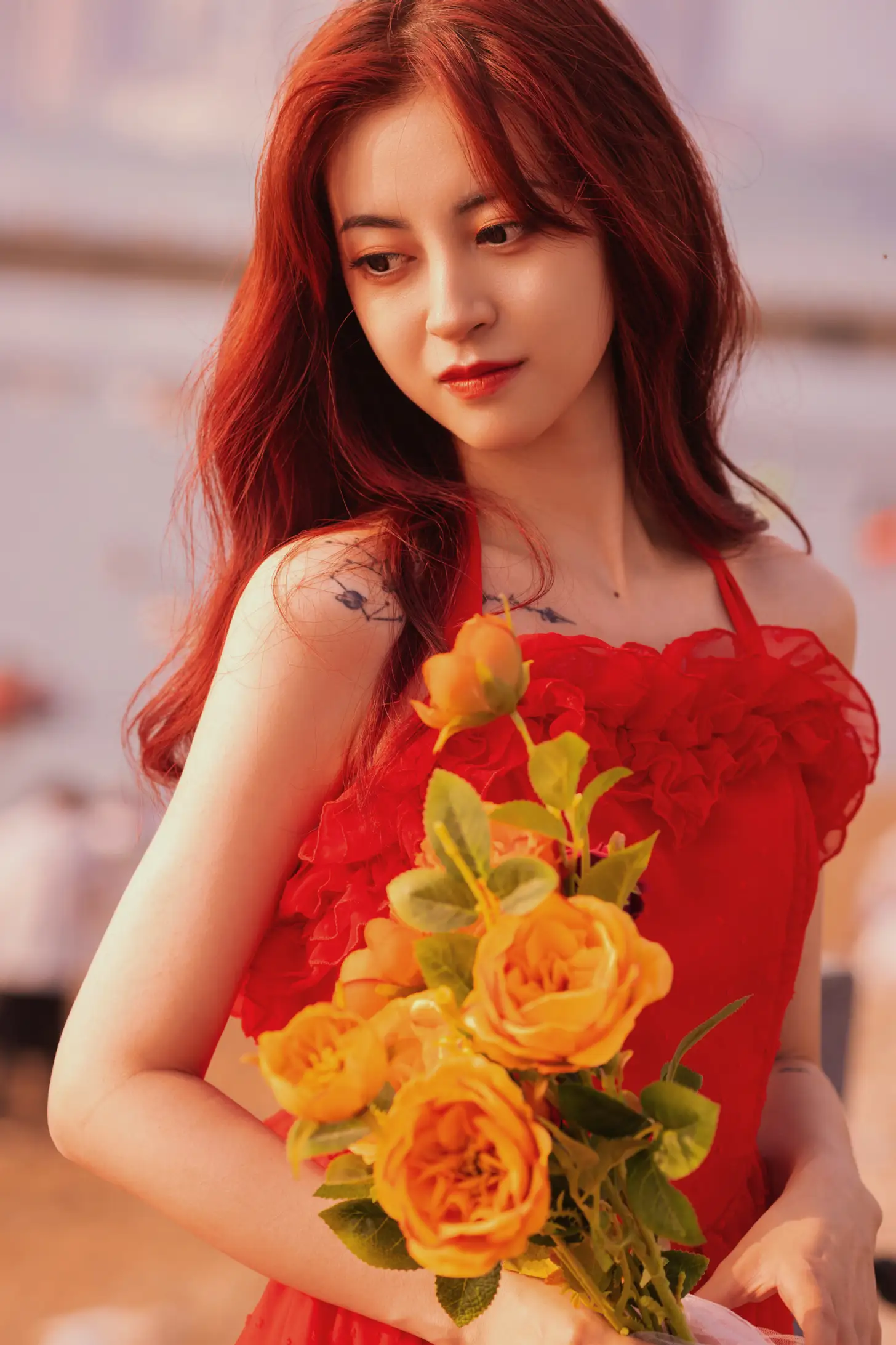 [YITUYU] 2022.09.02 Vol.1849 – Sunset at the seaside and girl in red dress Yixuan-#[33P]-3